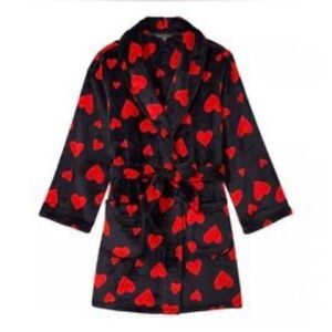 Cozy Black and Red Heart Robe